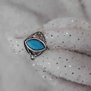 Faux Turquoise and Silver Plated Fashion Ring